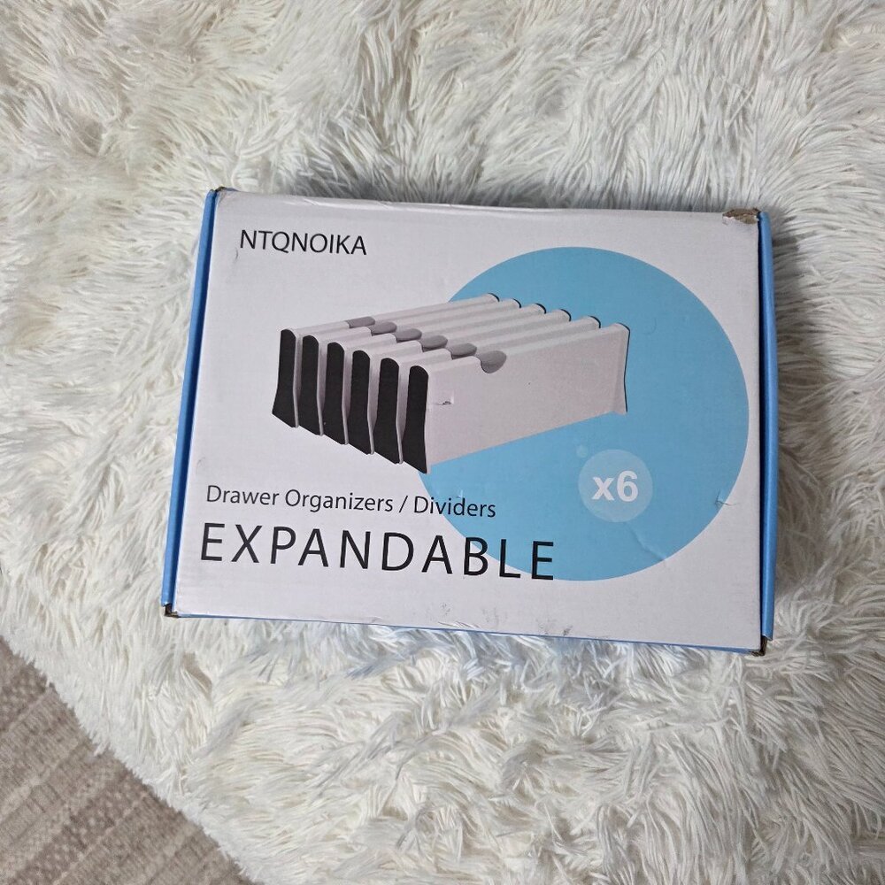 Drawer Dividers Organizer 4" High Expandable White 6 Pack Bedroom Bath Closet